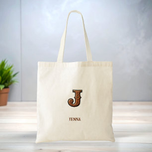 Tooled Western Leather Initial Monogram J Tote Bag