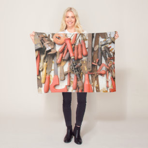 Tools Antique Rustic Red Man Tool Fleece Blanket