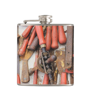 Tools Antique Rustic Red Man Tool Hip Flask