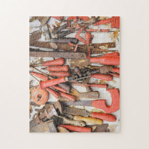 Tools Antique Rustic Red Man Tool Jigsaw Puzzle