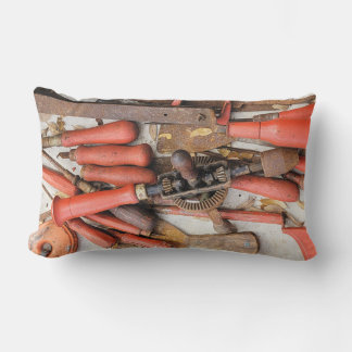 Tools Antique Rustic Red Man Tool Lumbar Cushion