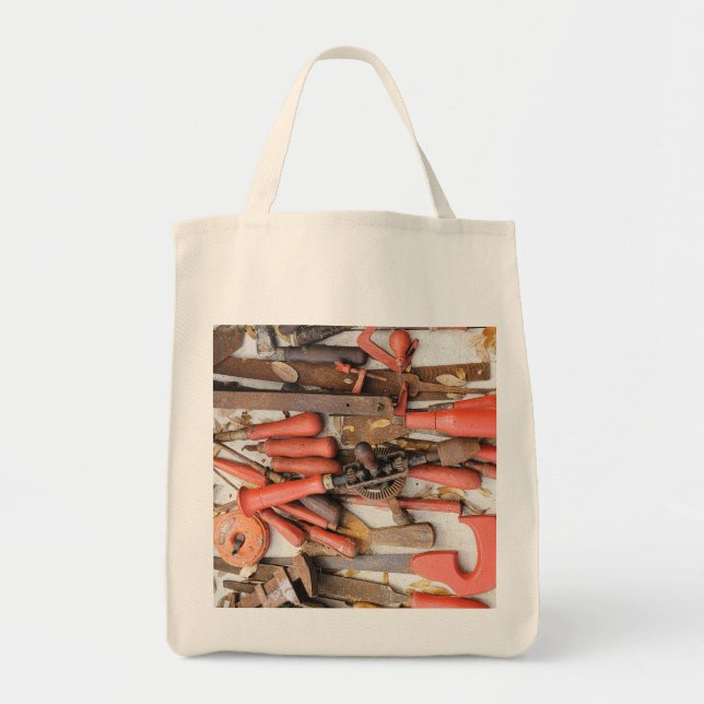 Tools Antique Rustic Red Man Tool Tote Bag (Front)