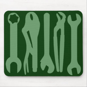 Tools - Army Green on Dark Green Mouse Pad