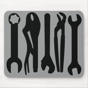 Tools - Black on Grey Mouse Pad