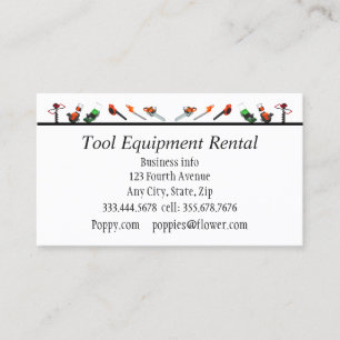 Tools & Equpment Rental Custom Business Cards