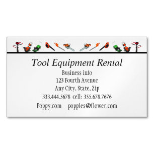 Tools & Equpment Rental Custom Business Cards