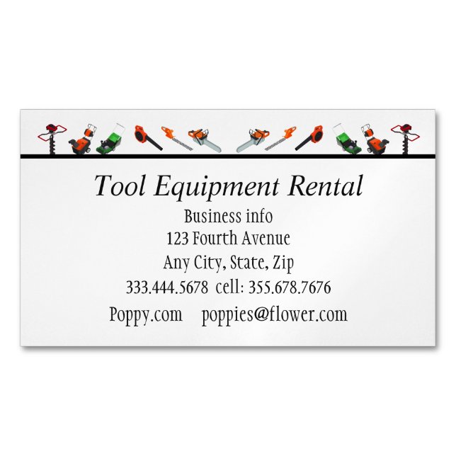 Tools & Equpment Rental Custom Business Cards (Front)