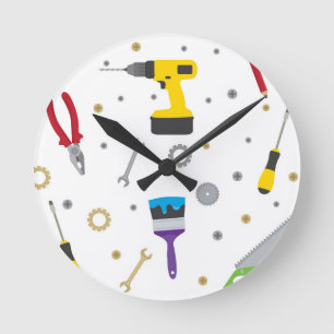 Tools Handyman Round Clock