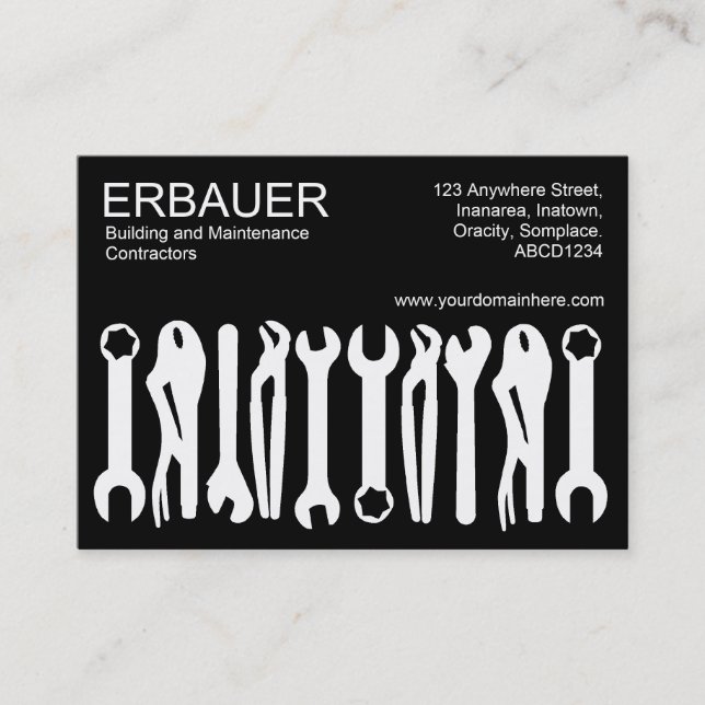 Tools of the Trade (Chubby) - White on Black Business Card (Front)