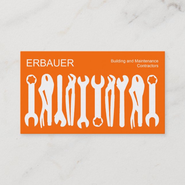 Tools of the Trade - White on Orange Business Card (Front)