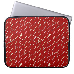 Tools, on burgundy laptop sleeve