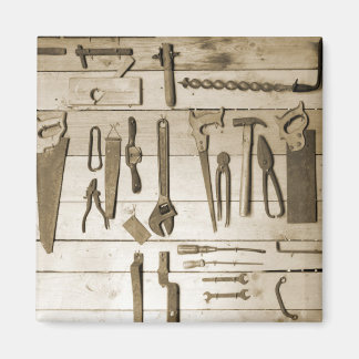 Tools on Wooden Wall Magnet