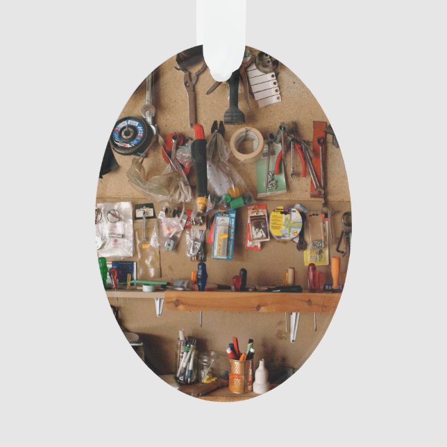 Tools on Workshop Wall Ornament (Front)
