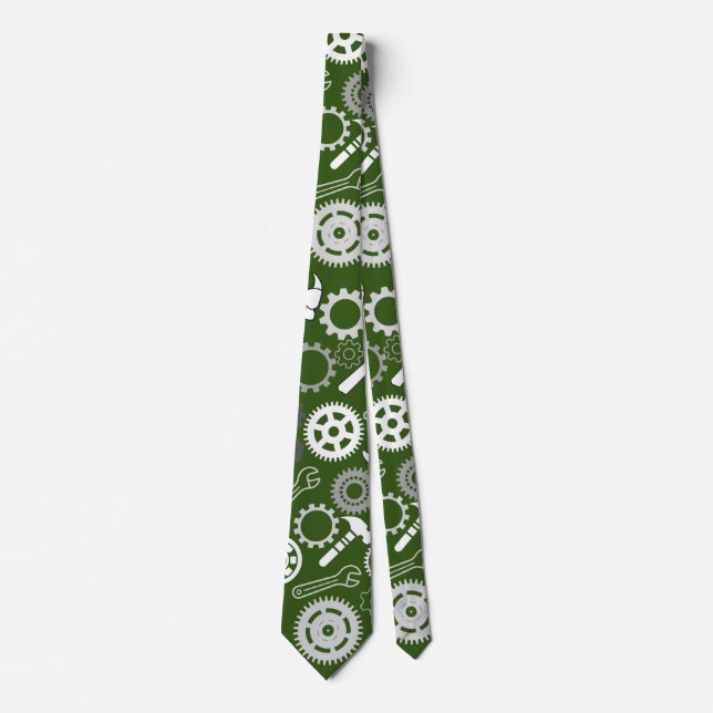 Tools Pattern 01.b DGreen BG Tie (Front)