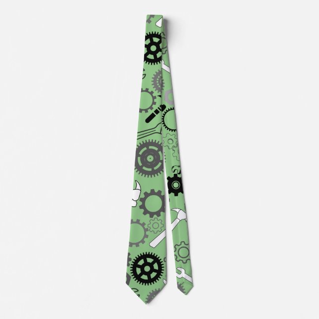 Tools Pattern 01.b L Green BG Tie (Front)