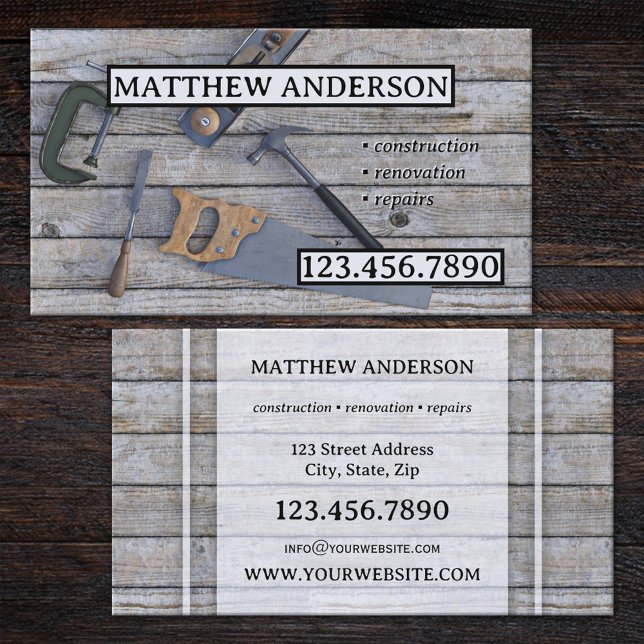 Tools Wood Construction Renovation Business Card (Creator Uploaded)