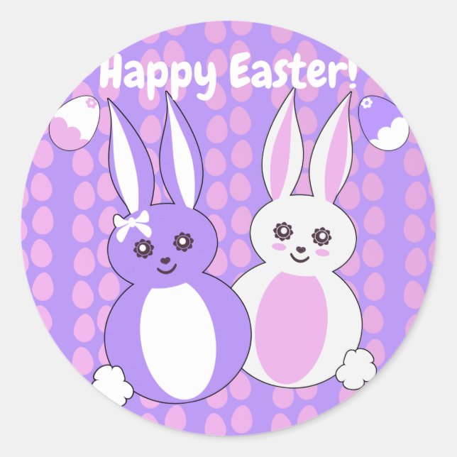 Toon Bunny Easter Classic Round Sticker (Front)