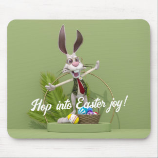 Toon Rabbit Standing near Easter Eggs Mouse Pad