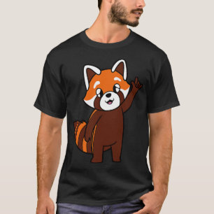 toon red panda shows I love you ASL hand gesture T-Shirt