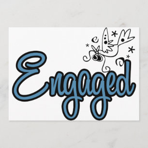 ToonDoveEngagedBlue Invitation