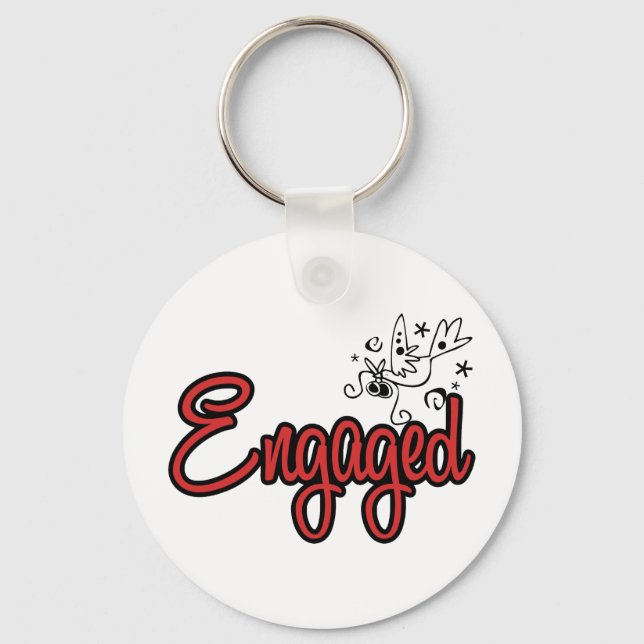 ToonDoveEngagedRed Key Ring (Front)