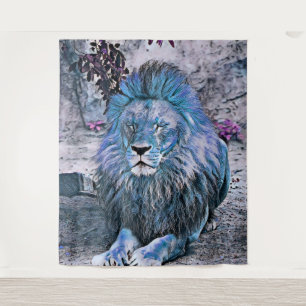Toony lion blue tapestry