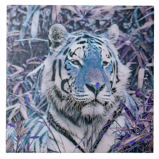 Toony Tiger blue Ceramic Tile (Front)