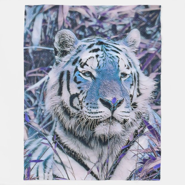 Toony Tiger blue Fleece Blanket (Front)