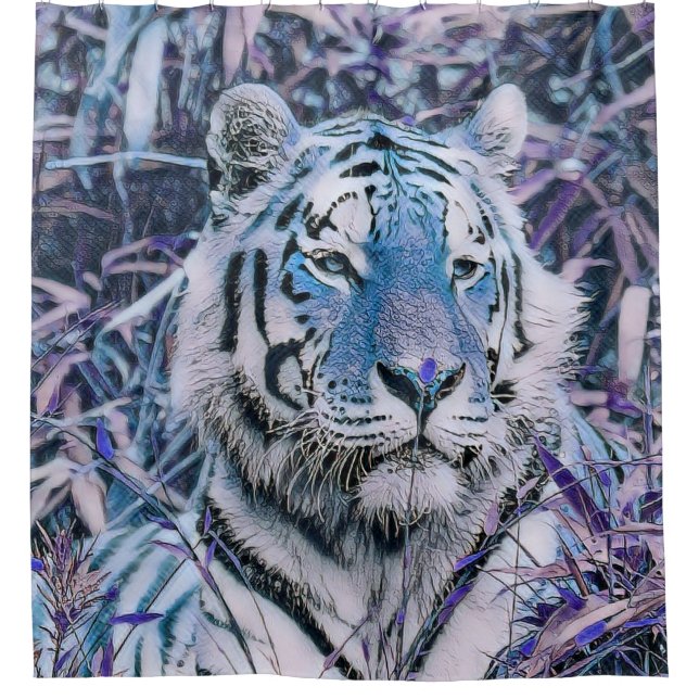 Toony Tiger blue Shower Curtain (Front)
