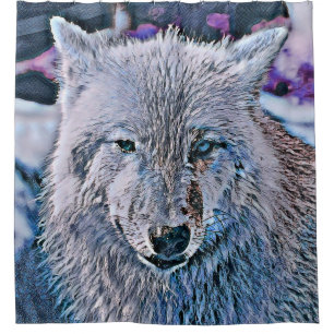 Toony Wolf blue Shower Curtain