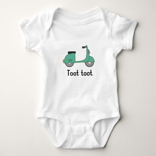 "toot toot" scooter horn cute #2 baby bodysuit (Front)