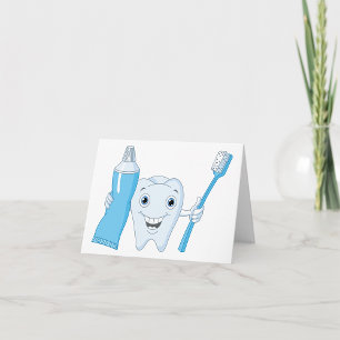 Tooth And Toothbrush Note Cards