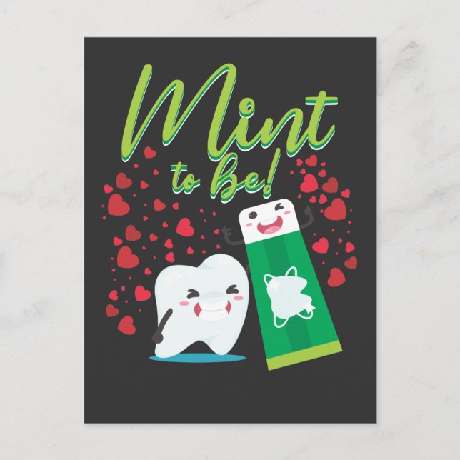 Tooth and Toothpaste Mint Dentistry Couple Love Postcard (Front)