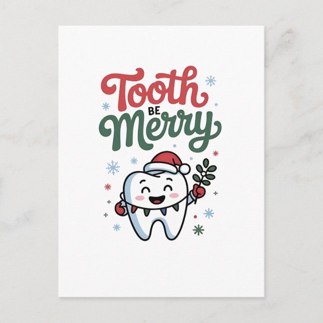 Tooth Be Merry Dental Dentist Christmas Xmas  Invitation Postcard (Front)