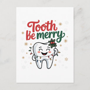 Tooth Be Merry Funny Dental Dentist Christmas Invitation Postcard