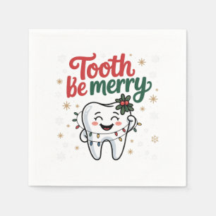 Tooth Be Merry Funny Dental Dentist Christmas Napkin
