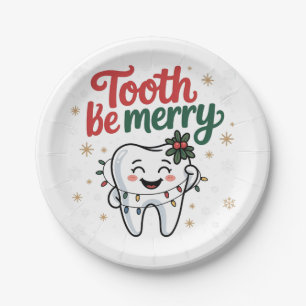 Tooth Be Merry Funny Dental Dentist Christmas Paper Plate