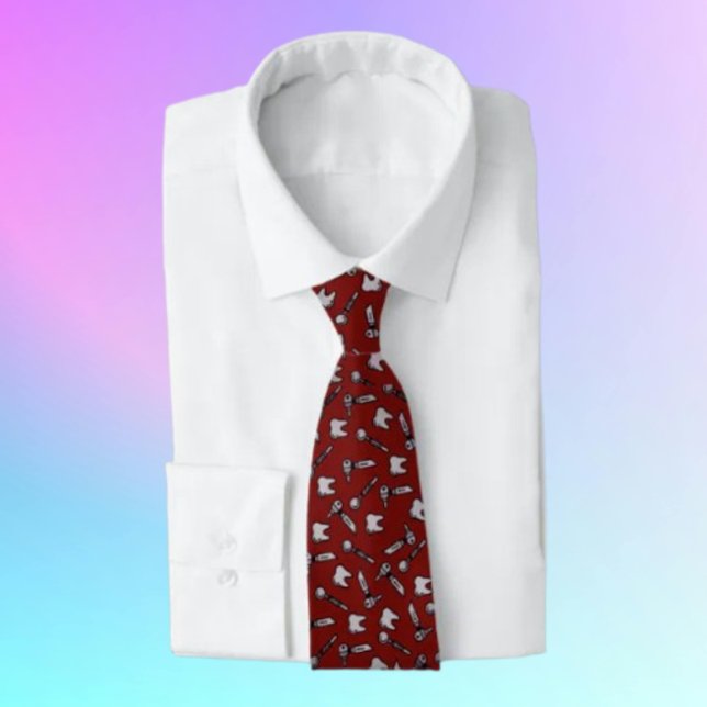 Tooth Be Told | Burgundy Dental Necktie (Creator Uploaded)