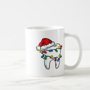 Tooth Christmas Light Santa Hat Dentist Dental Hyg Coffee Mug