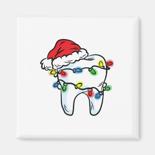 Tooth Christmas Light Santa Hat Dentist Dental Hyg Magnet