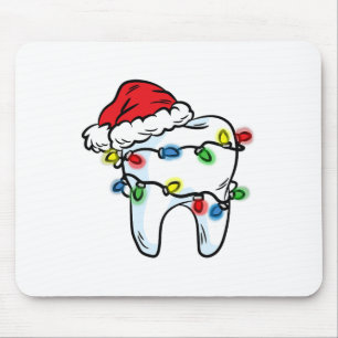 Tooth Christmas Light Santa Hat Dentist Dental Hyg Mouse Pad