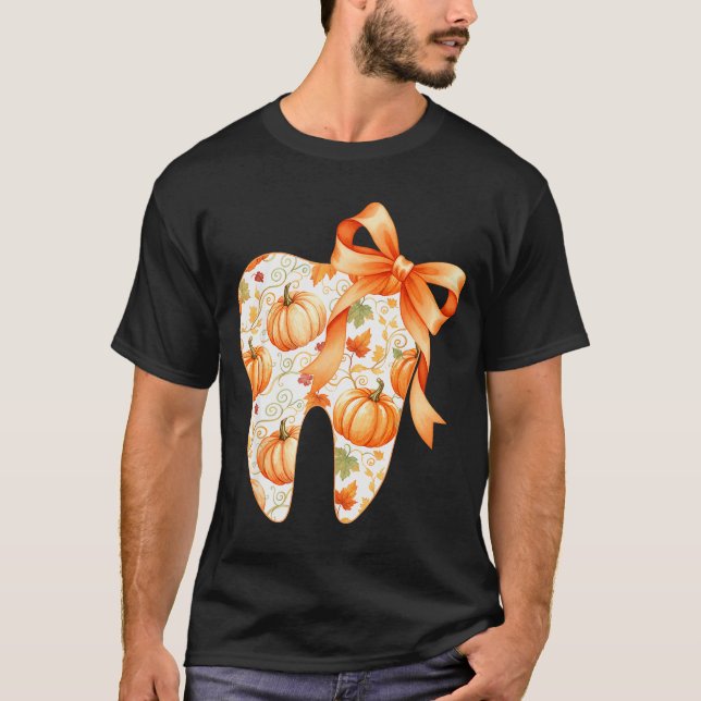 Tooth Coquette Bow Dentist Thanksgiving Dental Ist T-Shirt (Front)