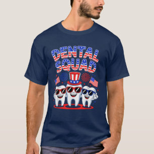 Tooth Dental Squad 4th Of July with USA flag T-Shirt