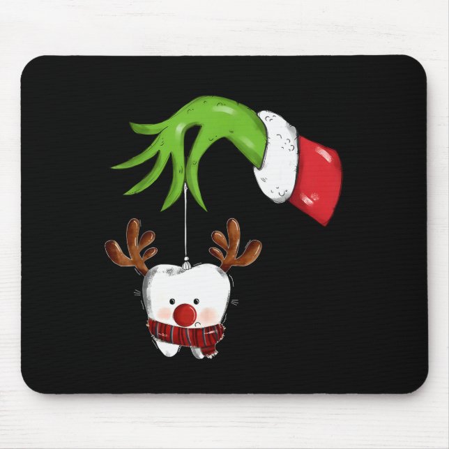 Tooth Dentist Dental Istant Teeth Christmas Rudolp Mouse Pad (Front)