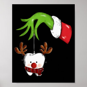 Tooth Dentist Dental Istant Teeth Christmas Rudolp Poster