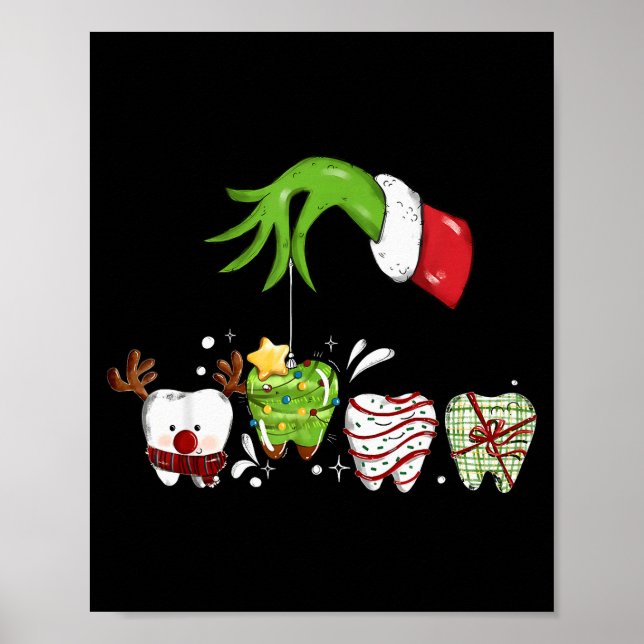 Tooth Dentist Dental Istant Teeth Christmas Santa  Poster (Front)