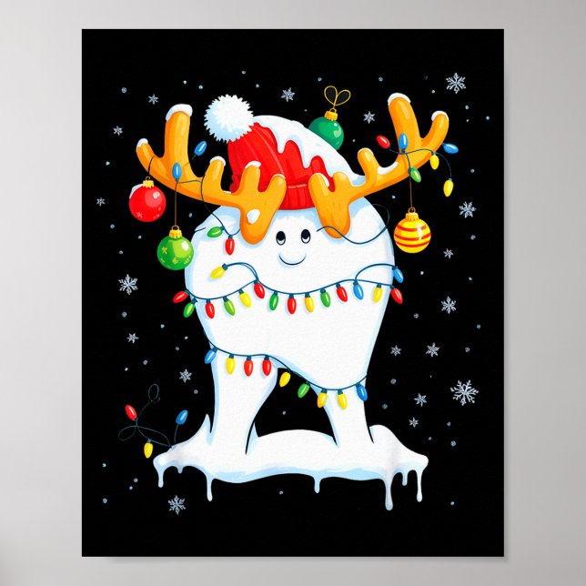Tooth Dentist Dental Istant Teeth Christmas Xmas  Poster (Front)