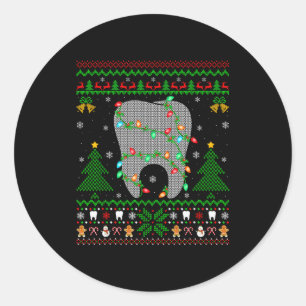 Tooth Dentist Dental Istant Teeth Ugly Christmas S Classic Round Sticker