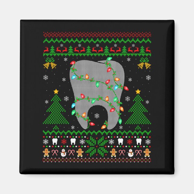 Tooth Dentist Dental Istant Teeth Ugly Christmas S Magnet (Front)