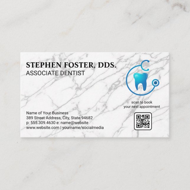 Tooth Doctor Logo  |  Dentistry | QR Code  Business Card (Front)